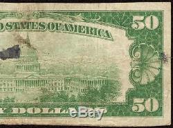 1929 $50 Dollar Bill Low Charter 24 Cincinnati Ohio National Bank Note Currency