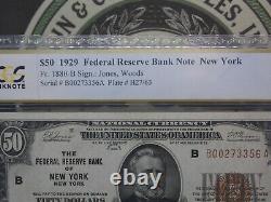 1929 $50 Federal Reserve Bank of NEW YORK NY National Currency PCGS AU55 PPQ 823