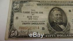 1929 $50 Federal Reserve Bank on New York, NY Rare US National Currency Error