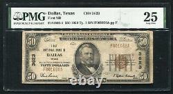 1929 $50 First National Bank In Dallas, Tx National Currency Ch. #3623 Pmg Vf-25