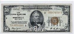 1929 $50 MINNEAPOLIS Minnesota Federal Reserve Bank Note Brown National Currency