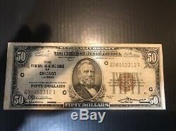 1929 $50 National Currency-federal Reserve Bank Of Chicago