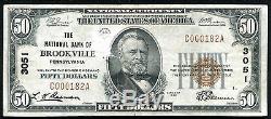 1929 $50 The National Bank Of Brockville, Pa National Currency Ch. #3051