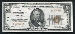 1929 $50 The National Bank Of Pontiac, IL National Currency Ch. #2141 Xf