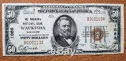 1929 $50 The Waukesha National Bank National Currency Note Wisconsin