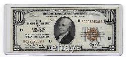 1929 Federal Reserve Bank New York $10 Note National Currency Brown Seal CN625