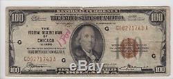 1929 Federal Reserve Bank of Chicago $100 National Currency Note G00271743A