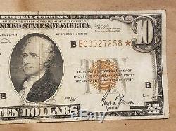 1929 Federal Reserve Bank of New York $10 brown seal national currency STAR NOTE