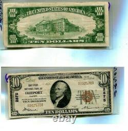 1929 Freeport Illinois $10 First National Bank Currency Note Vf 5054p