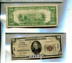 1929 Freeport Illinois $20 Second National Bank Currency Note Vg 4727p