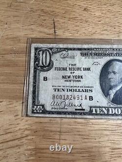 1929 National Currency 10 Dollar Bank Note New York Circulated