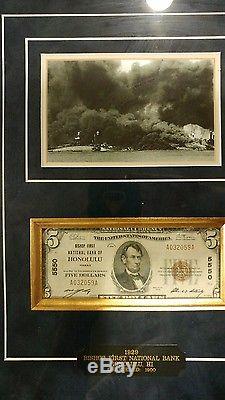 1929 National Currency Honolulu Hawaii Bishop National Bank $5 5550 FRAMED