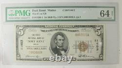1929 Small Size National Currency Bank of Fort Kent PMG Certified CU 64