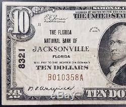 1929 Ten Dollars Nat'l Currency, The Florida National Bank of Jacksonville, FL