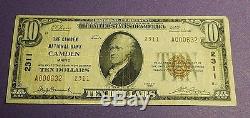 1929 The CAMDEN National Bank Maine $10 National Currency V FINE