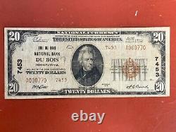 1929 The Federal Reserve Bank of Du Bois $20 National Currency-Charter 7453
