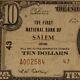 1929 -the First Natl Bank Of Salem, Oh $10 National Currency -t2 #43 #641z