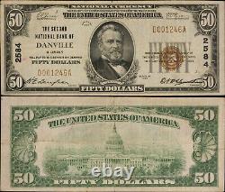 1929 Ty 1 $50 National Currency 2nd National Bank of Danville, Ill. F- 1803