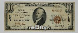 1929 Type 1 $10 Alamo Bank San Antonio Texas National Banknote Currency Vf 120a