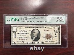 1929 Type 1 $10 National Currency Bank of New Wilmington PA #9554 PMG 55