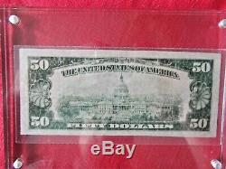 1929 U. S. National Bank Of Houston Texas Currency Note $50 Dollar /Display case