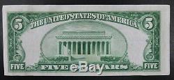 1929 USA $5 Five Dollars National Currency City Bank Note Evansville Indiana