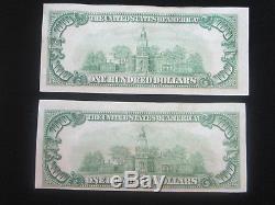 (2) 1929 $100. DOLLAR NATIONAL CURRENCY BANK OF NEW YORK VERY FINE condition
