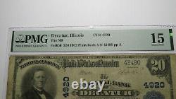$20 1902 Decatur Illinois IL National Currency Bank Note Bill Ch. #4920 F15 PMG