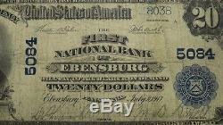 $20 1902 Ebensburg Pennsylvania PA National Currency Bank Note Bill Ch. #5084