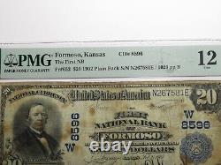 $20 1902 Formoos Kansas KS National Currency Bank Note Bill Ch. #8596 PMG F12