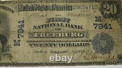 $20 1902 Freeburg Illinois IL National Currency Bank Note Bill Ch. #7941 RARE