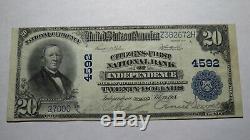 $20 1902 Independence Kansas KS National Currency Bank Note Bill Ch #4592 VF++