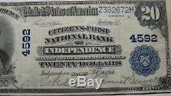 $20 1902 Independence Kansas KS National Currency Bank Note Bill Ch #4592 VF++