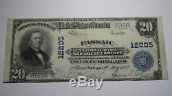 $20 1902 Passaic New Jersey NJ National Currency Bank Note Bill! Ch. #12205 VF+
