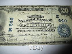 $20 1902 Pottsville Pennsylvania PA National Currency Bank Note Bill #649 Fine