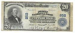 $20. 1918 PITTSBURGH PENN National Currency Bank Note Bill Ch. #252 Large Format
