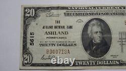 $20 1929 Ashland Pennsylvania PA National Currency Bank Note Bill! Ch #5615 XF++