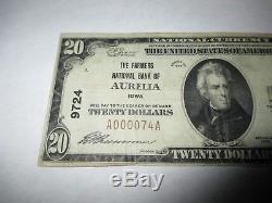 $20 1929 Aurelia Iowa IA National Currency Bank Note Bill Ch. #9724 VF! RARE