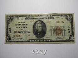 $20 1929 Bucyrus Ohio OH National Currency Bank Note Bill Charter #443 Fine++