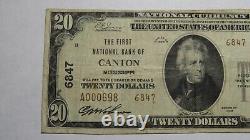 $20 1929 Canton Mississippi MS National Currency Bank Note Bill! Ch. #6847 VF