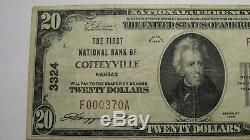 $20 1929 Coffeyville Kansas KS National Currency Bank Note Bill Ch. #3324 VF