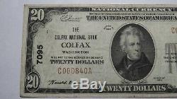 $20 1929 Colfax Washington WA National Currency Bank Note Bill Ch. #7095 Fine