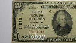 $20 1929 Dauphin Pennsylvania PA National Currency Bank Note Bill Ch #11512 FINE