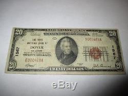 $20 1929 Dover Delaware DE National Currency Bank Note Bill Ch. #1567 Fine! RARE