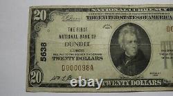 $20 1929 Dundee Illinois IL National Currency Bank Note Bill! Ch. #5638 FINE+