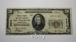 $20 1929 East Stroudsburg Pennsylvania National Currency Bank Note Bill #5578 VF