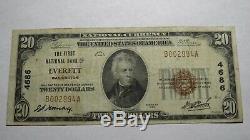 $20 1929 Everett Washington WA National Currency Bank Note Bill Ch. #4686 FINE