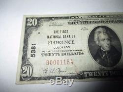 $20 1929 Florence Colorado CO National Currency Bank Note Bill Ch. #5381 VF