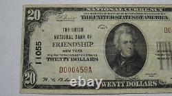 $20 1929 Friendship New York NY National Currency Bank Note Bill Ch. #11055 VF