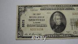 $20 1929 Greenville Alabama AL National Currency Bank Note Bill! Ch. #5572 VF